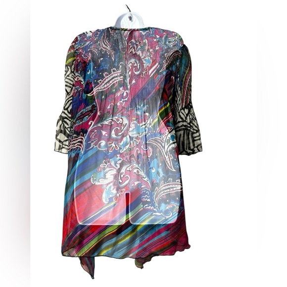 Pretty Angel Women Size S Tank Top Layered Silk Colorful Paisley Pattern Funky - Picture 4 of 8